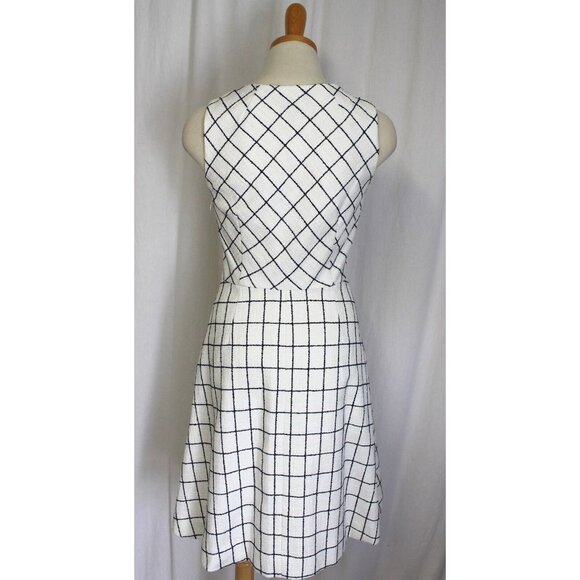 J CREW SLEEVELESS A LINE DRESS IN WINDOWPANE TWEED NAVY IVORY 00 NEW F0702 $138 - Picture 3 of 5